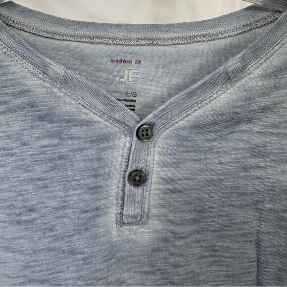 J. Ferrar Modern Fit Henley V-Neck Thin Textured Heather Short Sleeve T-Shirt - Picture 3 of 8